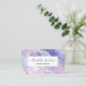 ホログラフィックレインボーモダン金ゴールド 名刺 (スタンド正面)