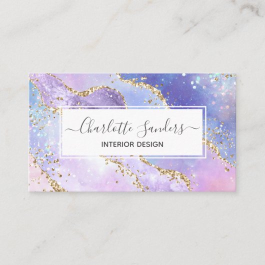 ホログラフィックレインボーモダン金ゴールド 名刺 (正面)