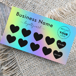 ホログラフィックレインボーユニコーンかわいい割引ロゴを追加 ロイヤリティカード