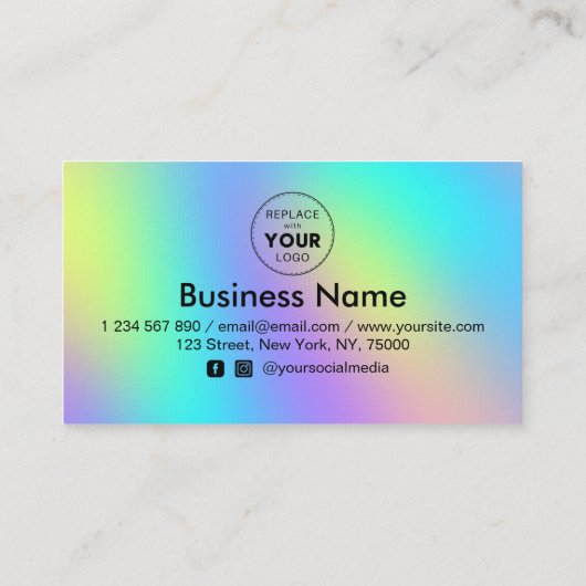 ホログラフィックレインボーユニコーンかわいい割引ロゴを追加 ロイヤリティカード (裏面)