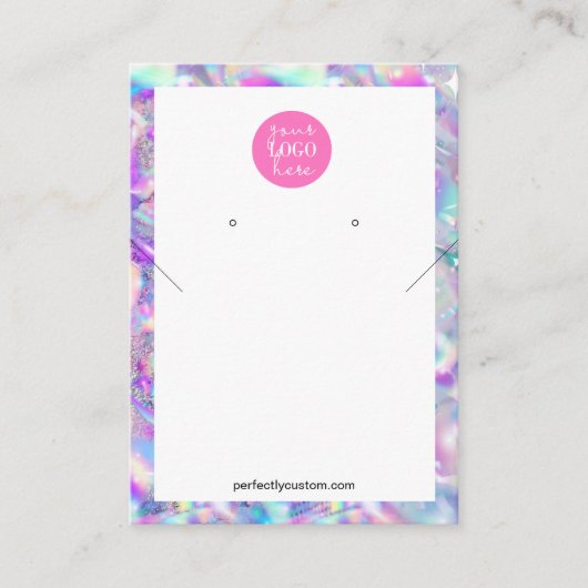 ホログラフィックレインボーユニコーンネックレスピアス 名刺 (正面)