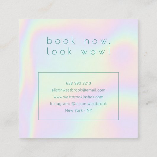 ホログラフィックレインボーラッシュカスタムエクステンションのロゴ スクエア名刺 (裏面)