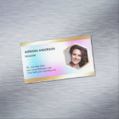 ホログラフィックレインボー実在金ゴールドエステートフォト不動産仲介業者 マグネット名刺 (インサイチュ)