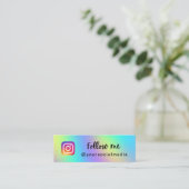 ホログラフィックレインボー後を追インスタグラムQRコードの追加 スキニー名刺 (スタンド正面)