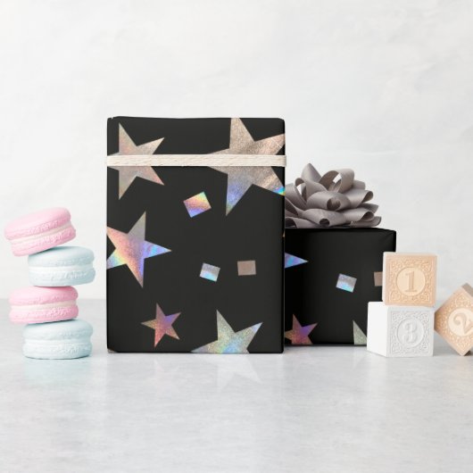 ホログラフィックレインボー結婚のクリスマス誕生日 ラッピングペーパー (ベビーシャワー)