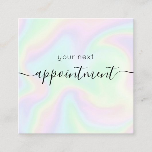 ホログラフィックレインボー署名アポイントメントアラーム 予約カード (正面)