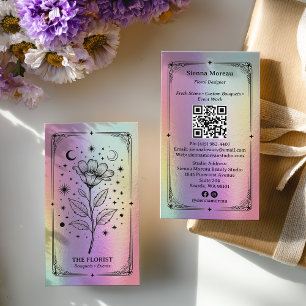 ホログラフィックレインボー セレスティアルタロット フローリストQR 名刺