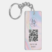 ホログラフィックレインボーQRコードロゴ事業 キーホルダー (正面左)