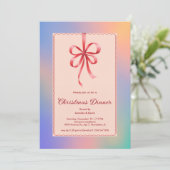 ホログラフィックレッドボウエレガントクリスマスディナー シーズンカード (スタンド正面)