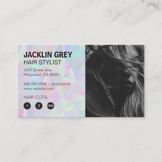 ホログラフィックレトロ幾何学的 | ヘアモデル ロイヤリティカード (正面)