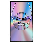 ホログラフィックレトロgroovy感謝していスクリプト黒版 スモールペーパーバッグ (裏面)