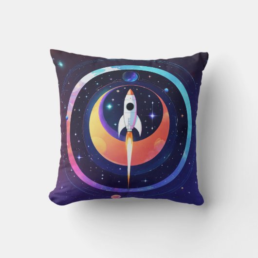 🚀ホログラフィックロケット宇宙 クッション (正面)