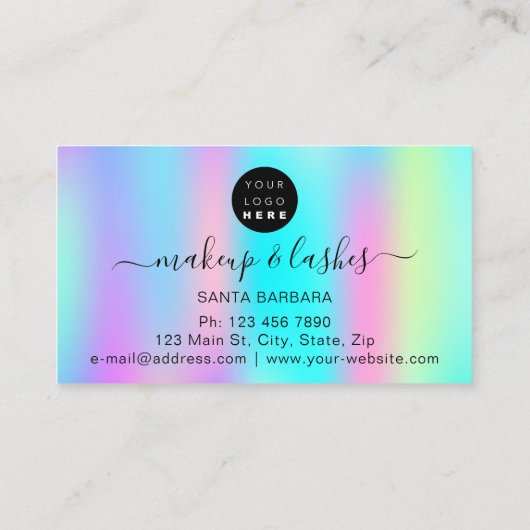 ホログラフィックロゴQRコードラッシュメイクアップヘアブラック 名刺 (裏面)