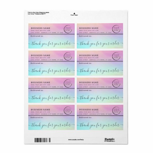 ホログラフィックロ感謝していゴがビジネスの宛名ラベル ラベル (フルシート)