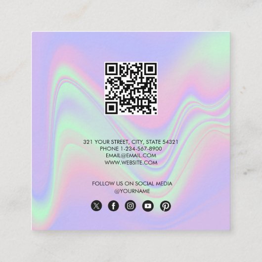 ホログラフィック事業は友人の紹介カードを参照 スクエア名刺 (裏面)