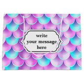 ホログラフィック人魚パターン青紫 ラージペーパーバッグ (正面)