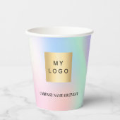 ホログラフィック企業のビジネスロゴqrコード 紙コップ (正面)