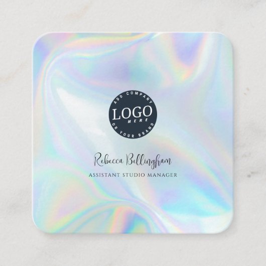 ホログラフィック会社ロゴ従業員 スクエア名刺 (正面)