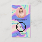 ホログラフィック会社ロゴQRコード従業員の写真 名刺 (正面)