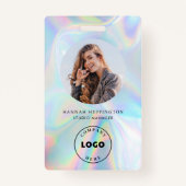 ホログラフィック会社ロゴQRコード従業員フォトID バッジ (正面)