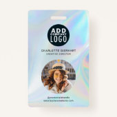 ホログラフィック会社ロゴQRコード従業員フォトID バッジ (正面)