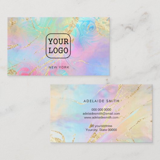 ホログラフィック効果に対するフェイク独自のロゴ 名刺 (正面/裏面)