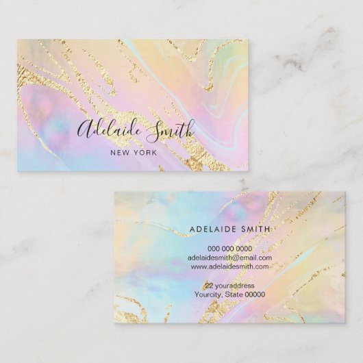 ホログラフィック効果に対する模擬フェイク金ゴールドグリッター 名刺 (正面/裏面)