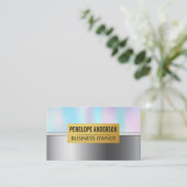 ホログラフィック勾配 | メタリック 名刺 (スタンド正面)