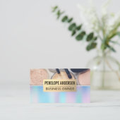 ホログラフィック勾配 |化粧パレットとブラシ 名刺 (スタンド正面)