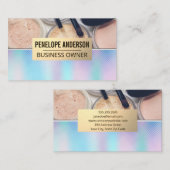 ホログラフィック勾配 |化粧パレットとブラシ 名刺 (正面/裏面)