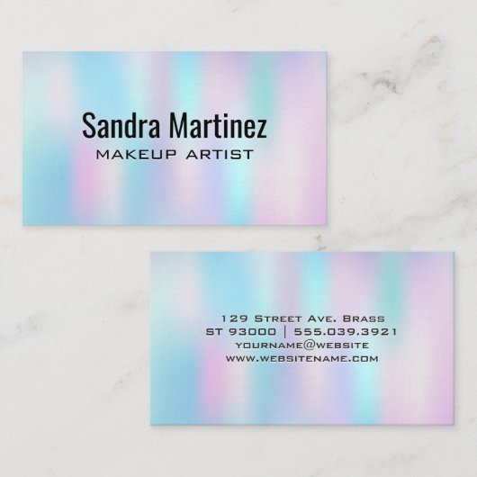 ホログラフィック勾配 名刺 (正面/裏面)