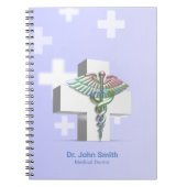 ホログラフィック医療3Dカデュケウス白クロス ノートブック (正面)