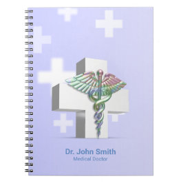 ホログラフィック医療3Dカデュケウス白クロス ノートブック