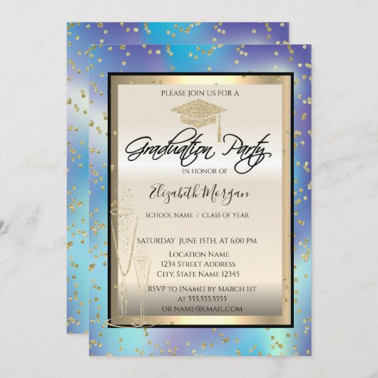 ホログラフィック卒業帽, ガラスのダイヤモンド 卒業 招待状 (正面/裏面)