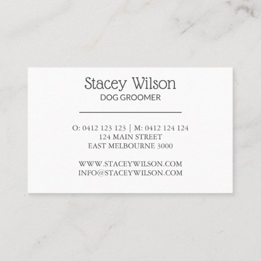 ホログラフィック及び木炭ポープリントペットトリマー 名刺 (裏面)