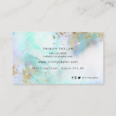 ホログラフィック大理石レインボークフェイクラウドと金ゴールドリーフ 名刺 (裏面)