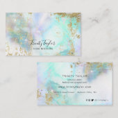 ホログラフィック大理石レインボークフェイクラウドと金ゴールドリーフ 名刺 (正面/裏面)