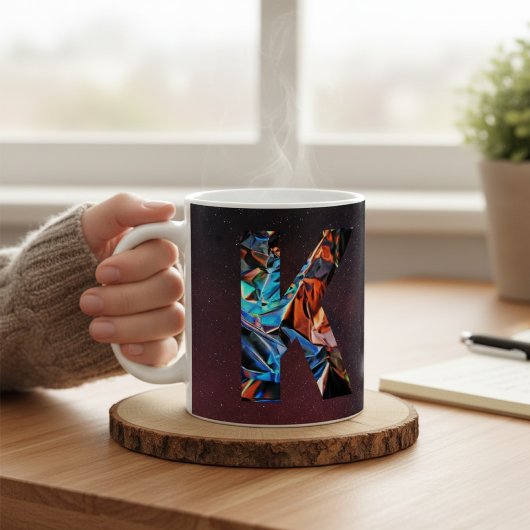ホログラフィック宇宙銀河イニシャルK コーヒーマグカップ