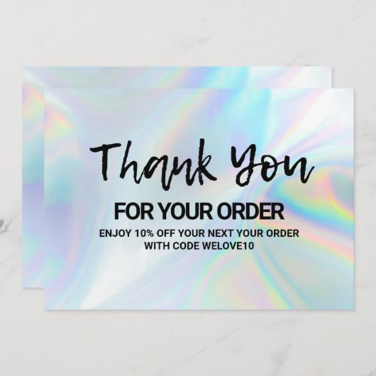 ホログラフィック小規模企業のディスカウントメディア挿入 サンキューカード (正面/裏面)