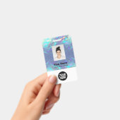 ホログラフィック従業員の写真、バーコード、ロゴ、名前 バッジ (手持ち)