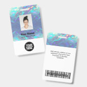 ホログラフィック従業員の写真、バーコード、ロゴ、名前 バッジ (正面＆裏面)