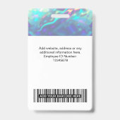 ホログラフィック従業員の写真、バーコード、ロゴ、名前 バッジ (裏面)