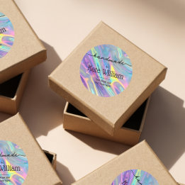 ホログラフィック手作り差出人住所 ラウンドシール