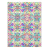 ホログラフィック抽象芸術ピンクブルーグリーンコットンダイニング テーブルクロス (正面)
