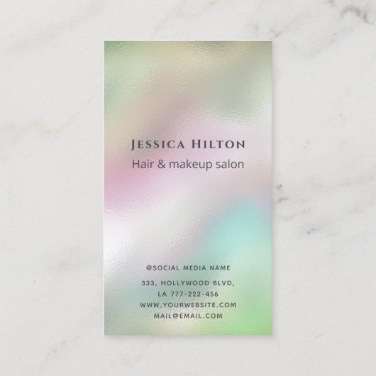 ホログラフィック液体グリッター金ゴールドヘア抽象芸術 名刺 (裏面)