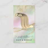 ホログラフィック液体グリッター金ゴールドヘア抽象芸術 名刺 (正面)