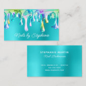 ホログラフィック液滴下ターコイズブルー 名刺 (正面/裏面)