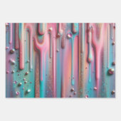 ホログラフィック真珠光沢ドリップ ラッピングペーパーシート (正面3)