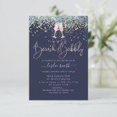 ホログラフィック紙吹雪ブランチ+バブルピンクシャンパン 招待状 (スタンド正面)