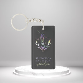 ホログラフィック結晶神秘的スピリチュアルブラック キーホルダー